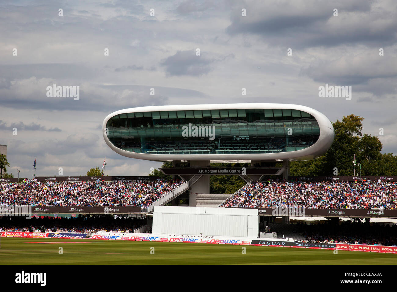 Test match being played at Lords Cricket Ground, London, UK. Stock Photo