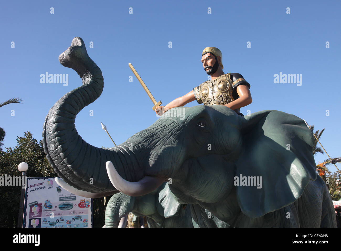 Hannibal riding on an elephant Stock Photo