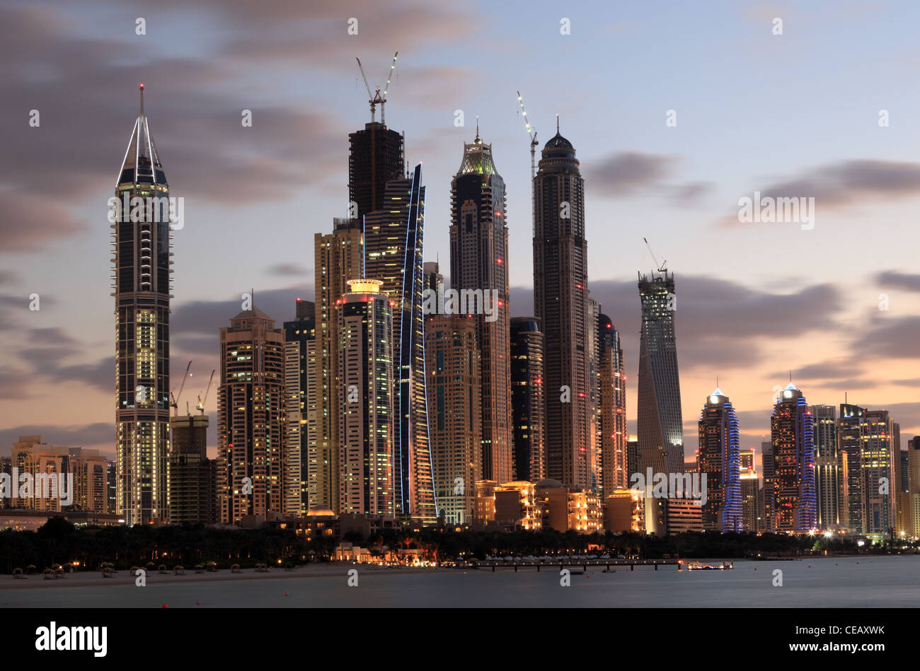 Dusk view dubai skyline hi-res stock photography and images - Alamy