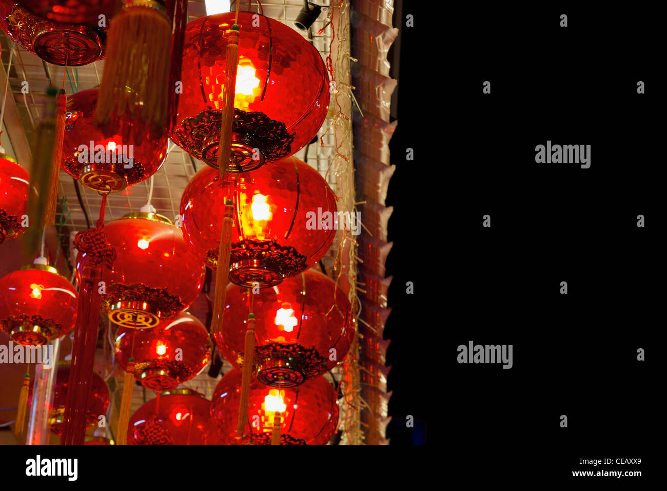 Red Lanterns Hanging on Ceiling in Chinatown for Chinese New Year ...