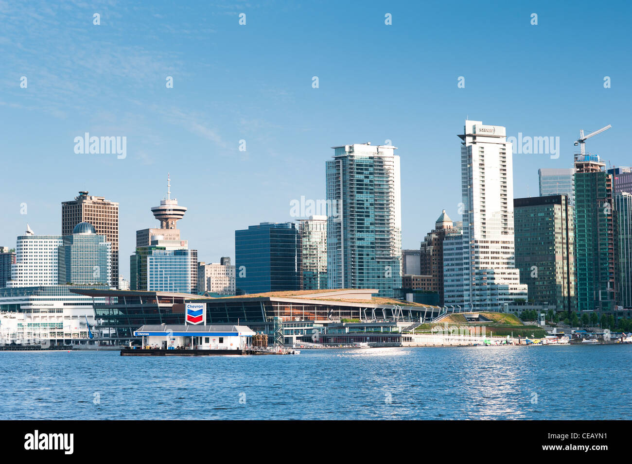 Vancouver Sykline at Waterfront. View from Stanley Park, Vancouver city, British Columbia, Canada Stock Photo