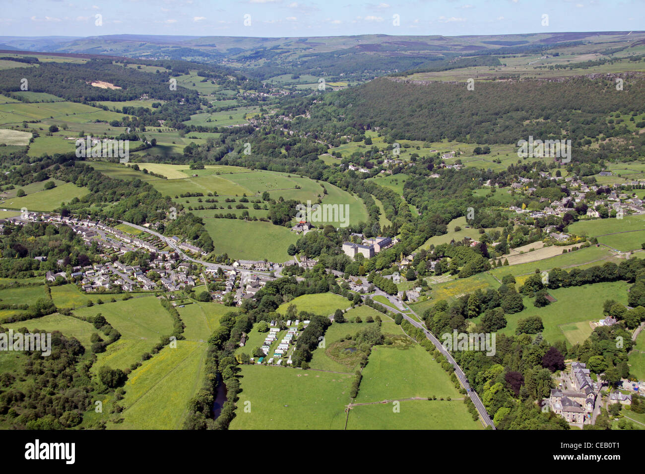 Aerial image taken over the Peak District, Derbyshire Stock Photo