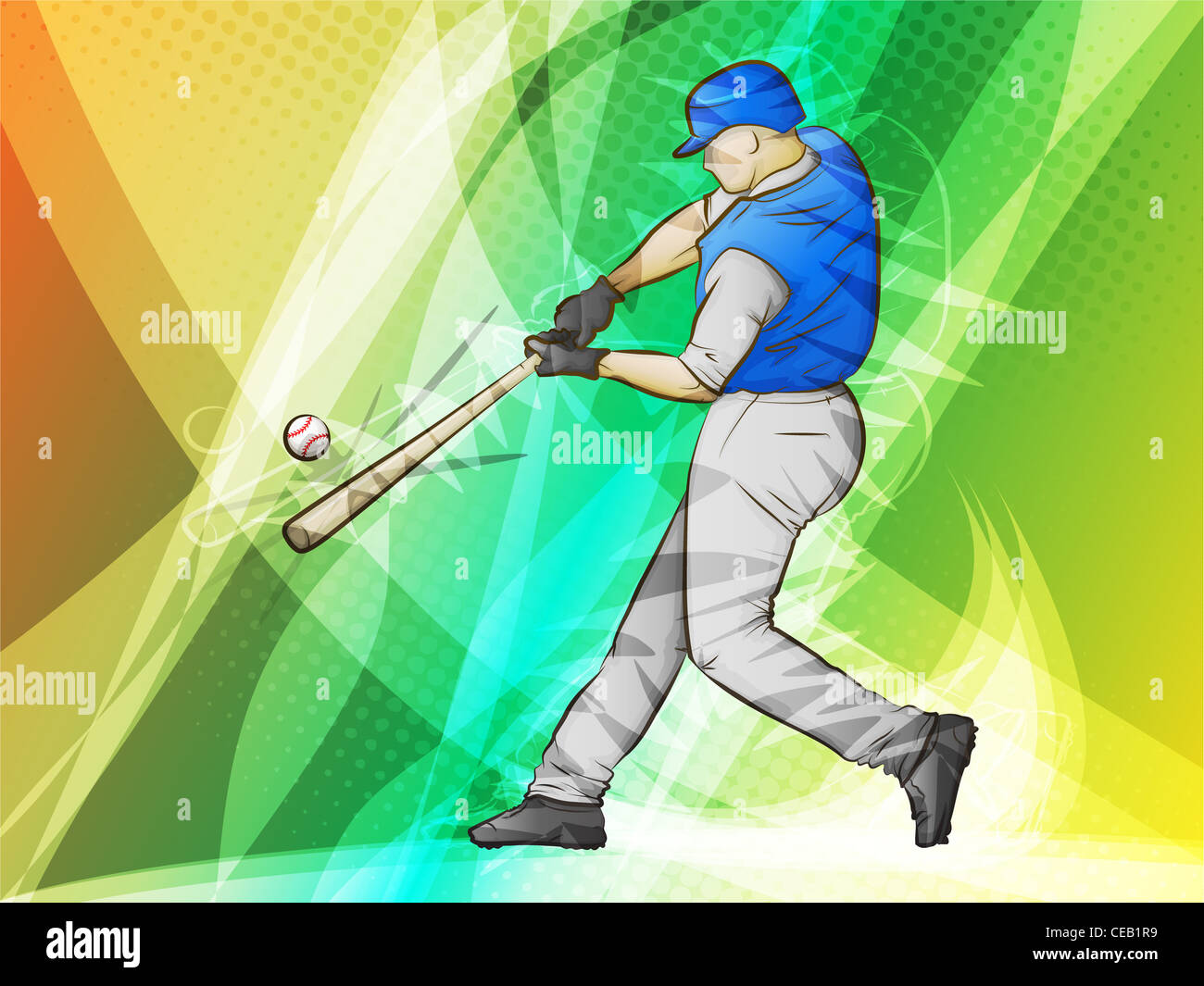 Baseball/Abstract Sports/Batter swinging for a homerun Stock Photo
