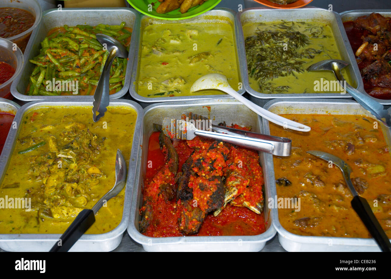 Malay curries, Kampong Bahru, Kuala Lumpur, Malaysia Stock Photo
