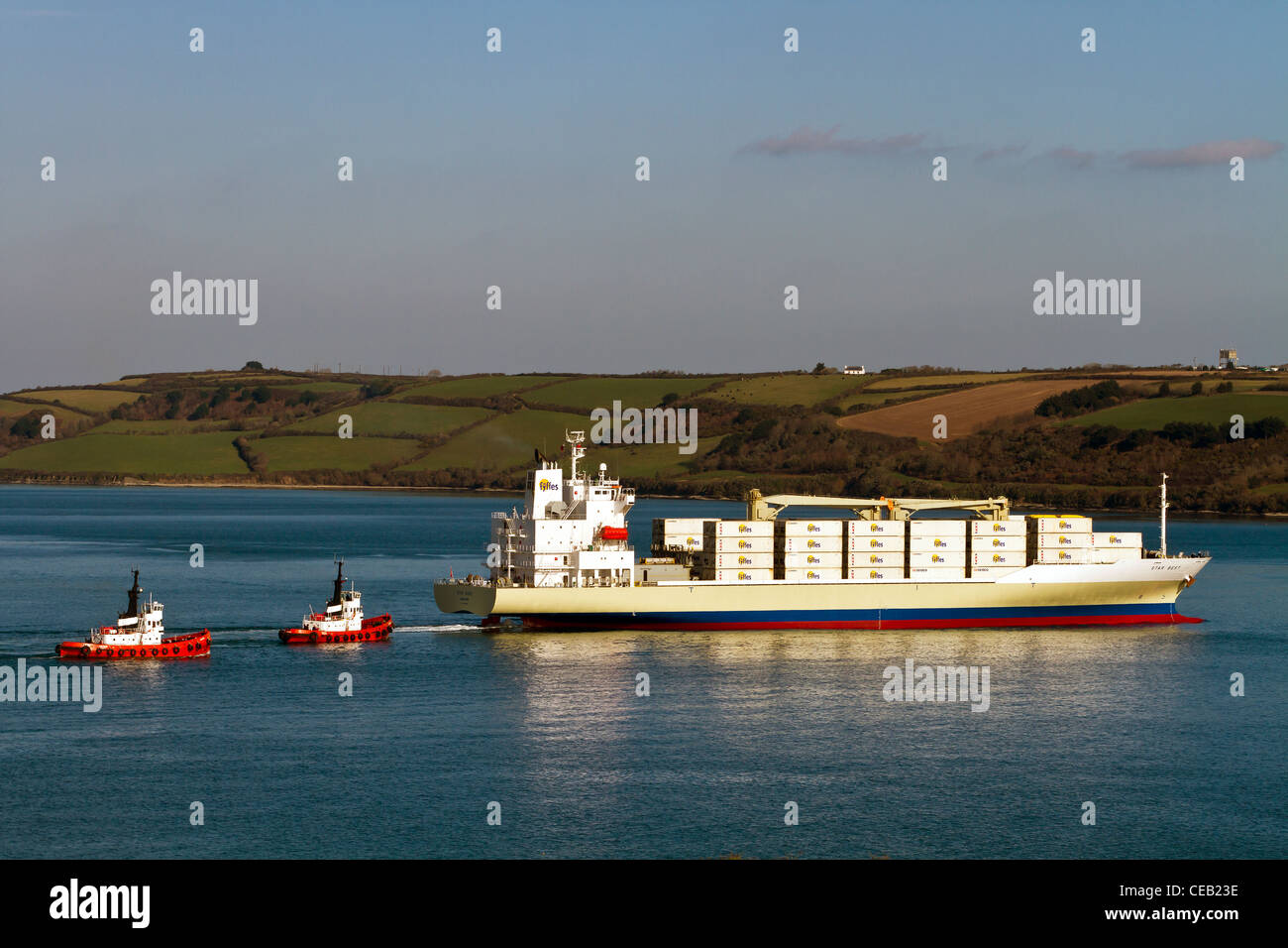 ship leaving falmouth harbour Stock Photo