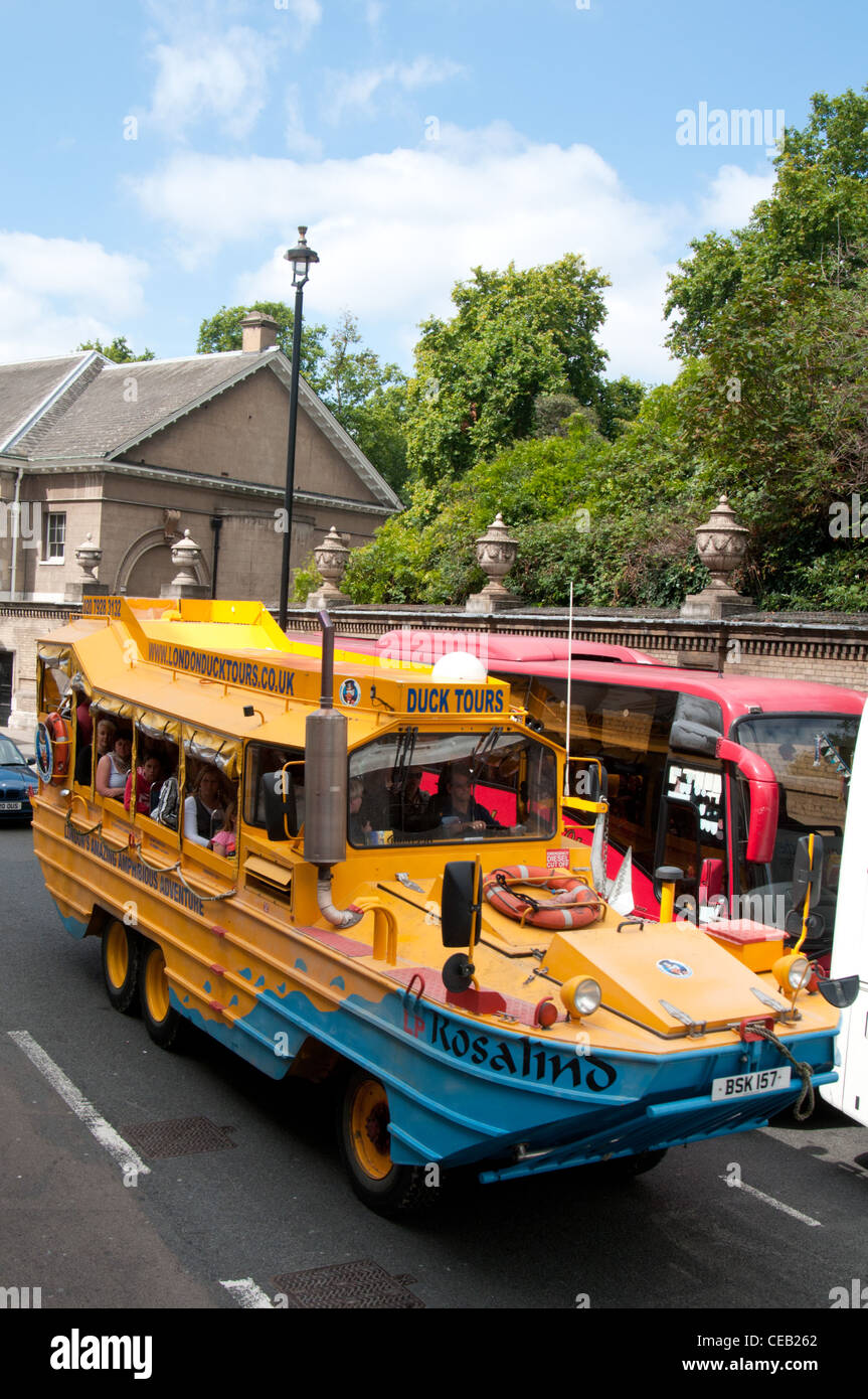 London Duck Tours amphibious car, London. Stock Photo