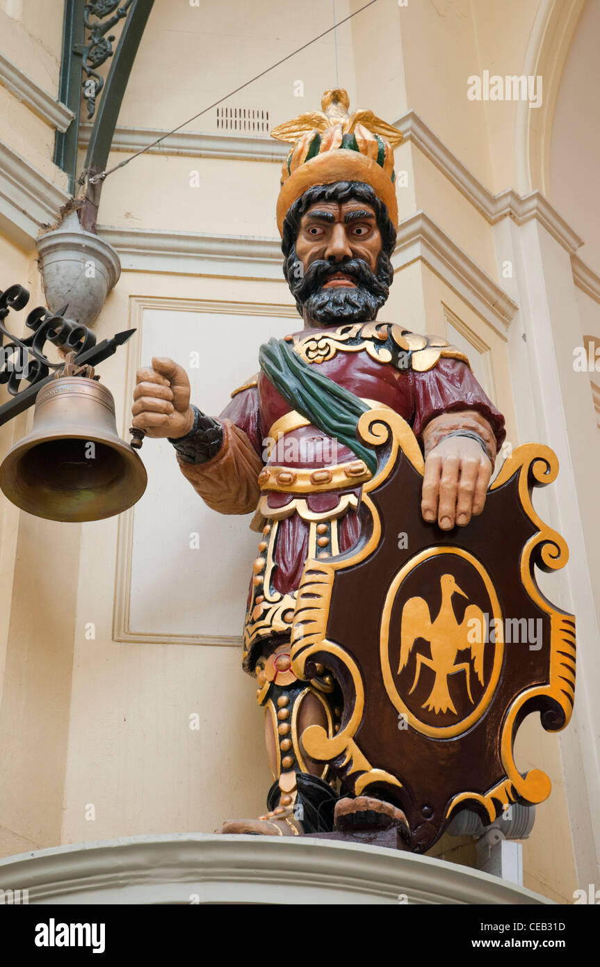Gog and Magog figures keep time in the Renaissance Revival-style Royal Arcade , Melbourne Stock Photo