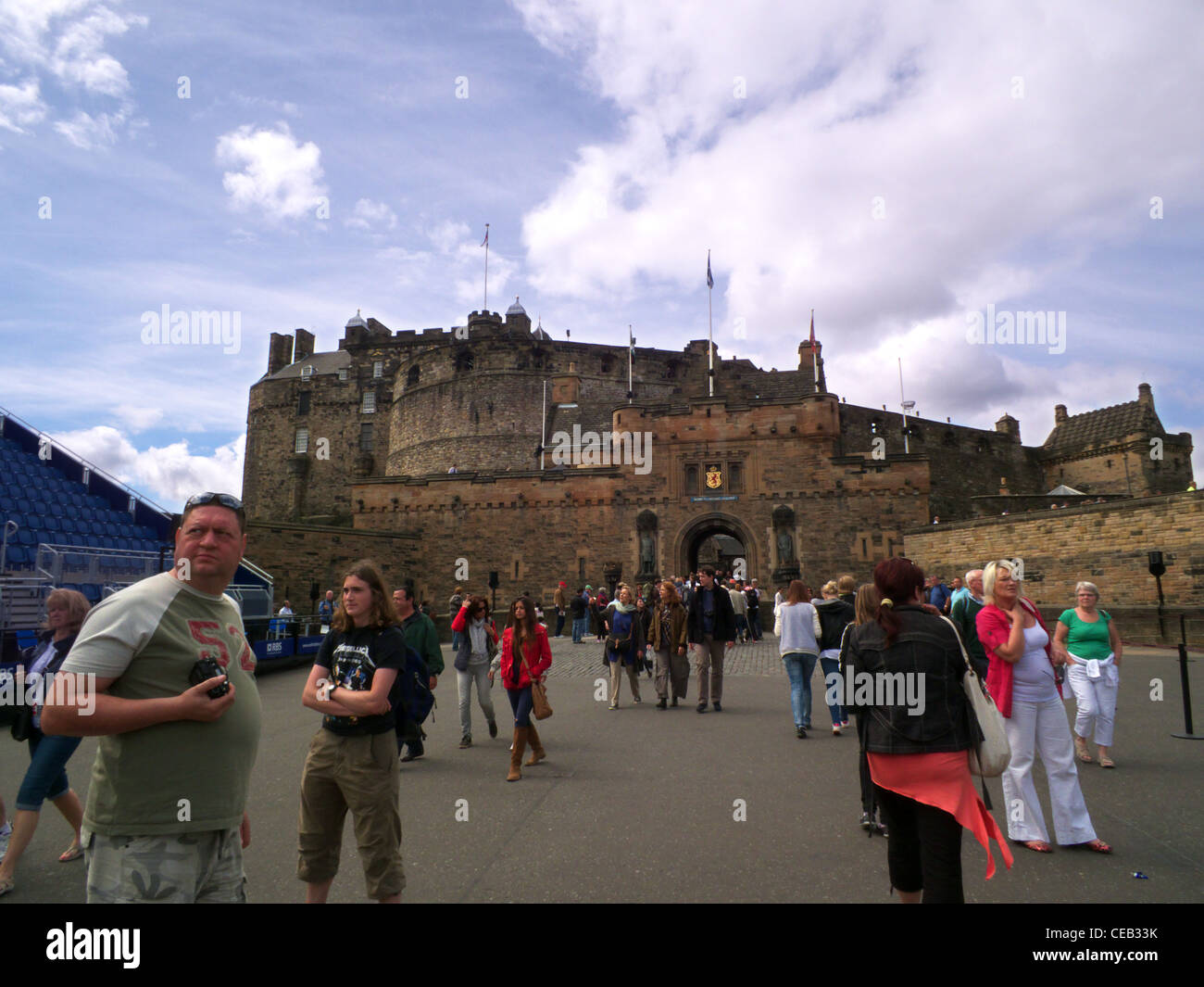 Edinburgh Castle from the tattoo area. Edinburgh City Scotland, busy time for the city during the 2011 Festival Fringe Stock Photo