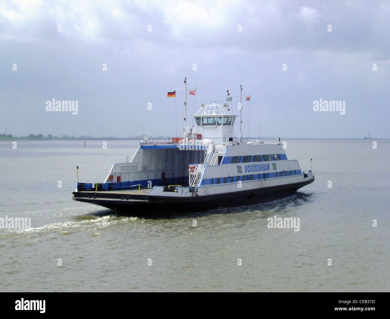 The Weser ferry Nordenham on its way from Bremerhaven to Nordenham Stock Photo