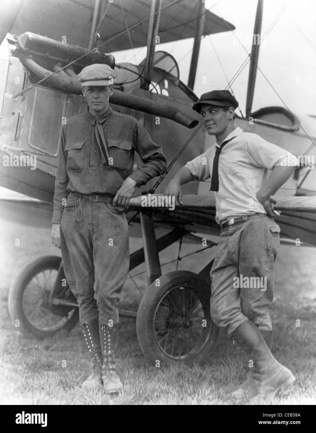 Charles Augustus Lindbergh, left, was an American aviator, author, inventor, explorer, and social activist. Stock Photo