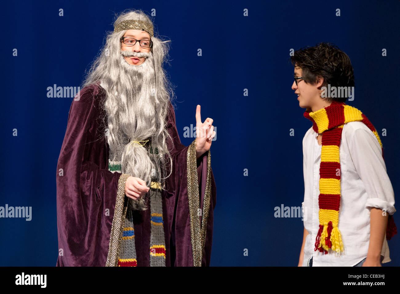 Teenagers perform in a production of 'A Very Potter Musical' at LBJ High School in Austin, Texas Stock Photo