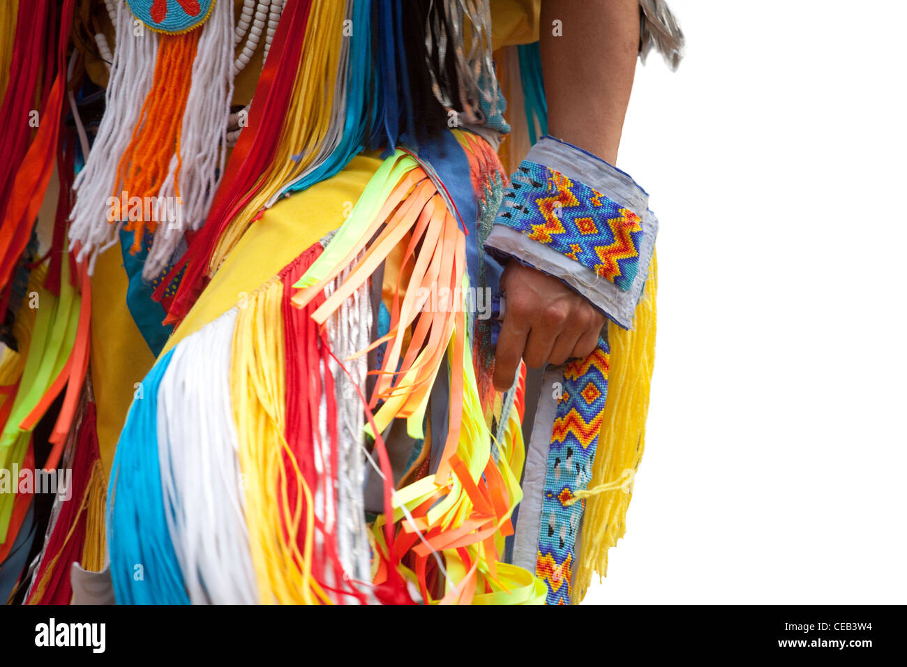 Detail of an Indian costume, American Indian pow wow, Stock Photo Alamy