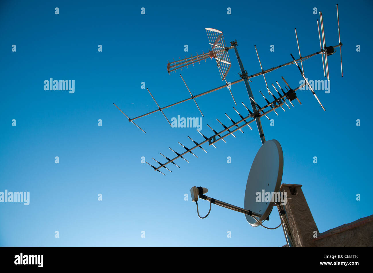 Satellite and terrestrial TV antennas, Spain Stock Photo Alamy