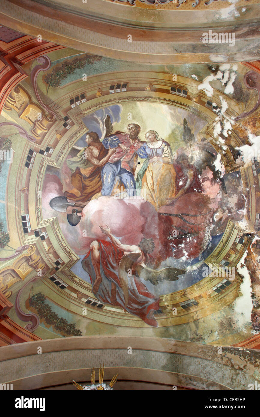 Fresco painting on the ceiling of the church Stock Photo Alamy