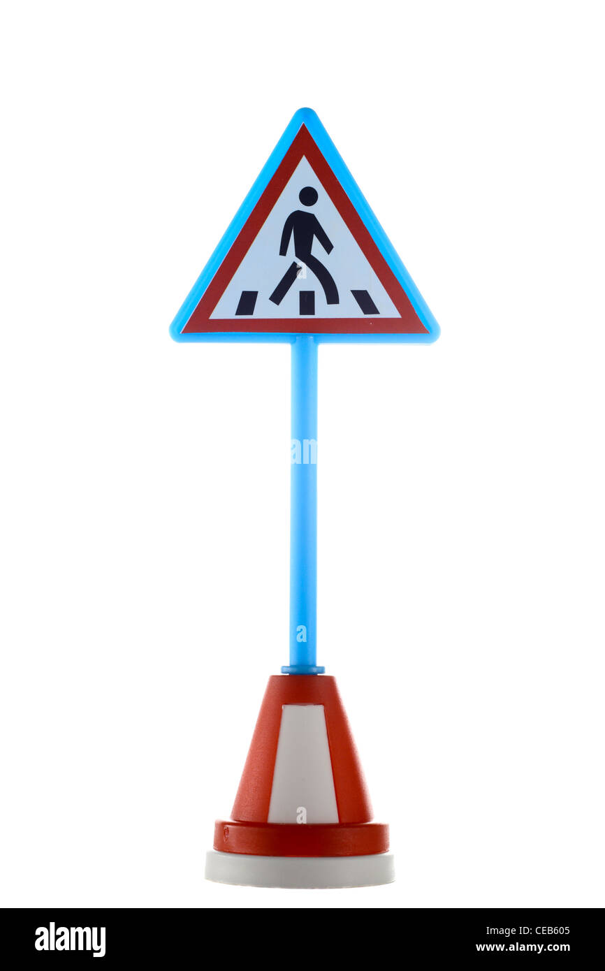 Pedestrian crossing road sign isolated on the white Stock Photo - Alamy