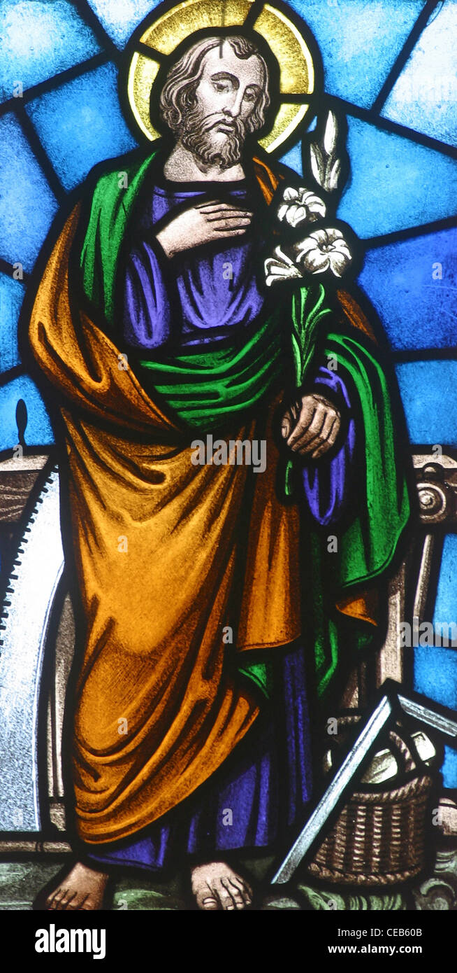 Saint Joseph, stained glass Stock Photo - Alamy