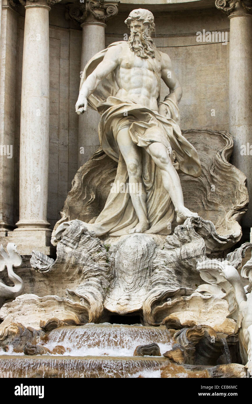 The Trevi fountain Aqua Virgo an aqueduct constructed in 19 BC fountain in the historic center of Rome with water Stock Photo