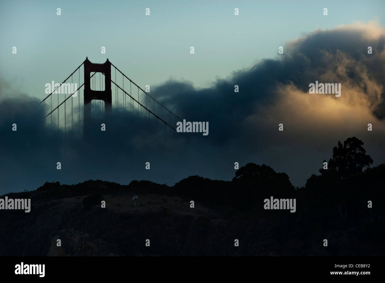 Golden Gate Bridge in the fog. San Francisco, California, USA Stock Photo