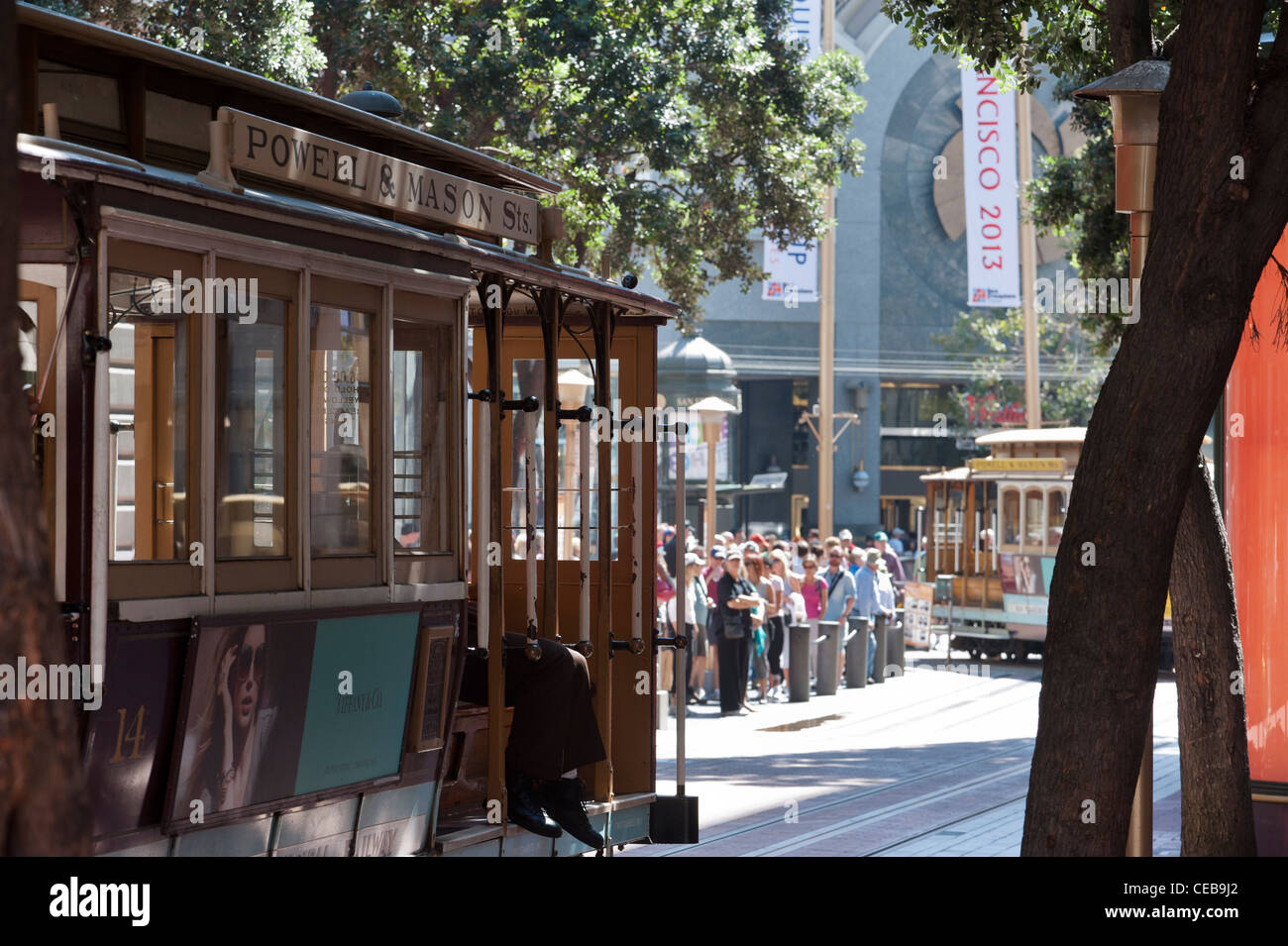 Cable car turnaround Powell & Market Union Square. Downtown San