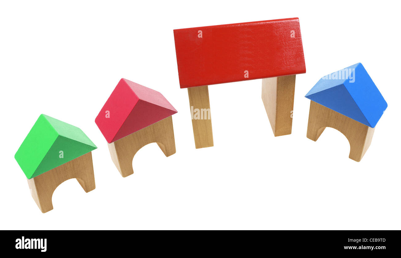 Wooden Toy Houses Stock Photo Alamy