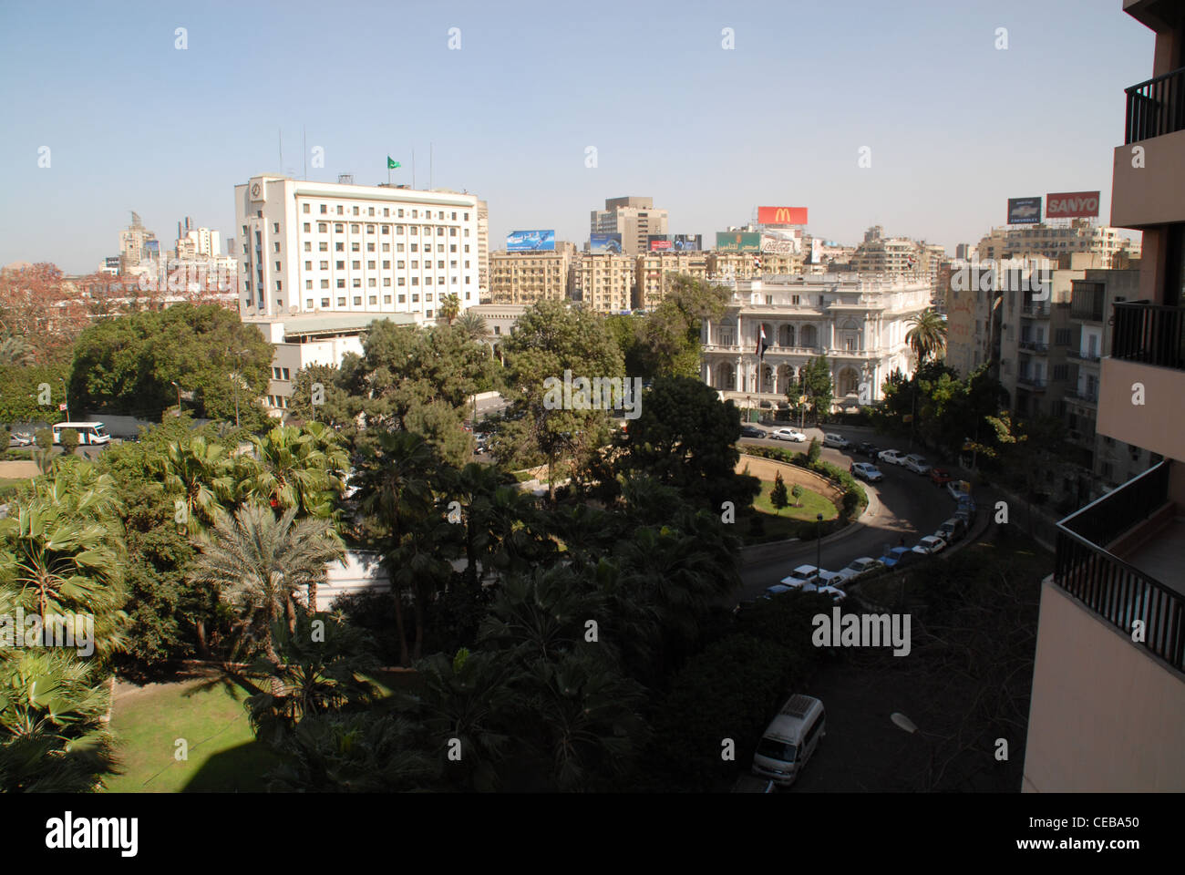 A panorama of central cairo looking south, with the Arab League and Foreign Ministry pictured. Stock Photo
