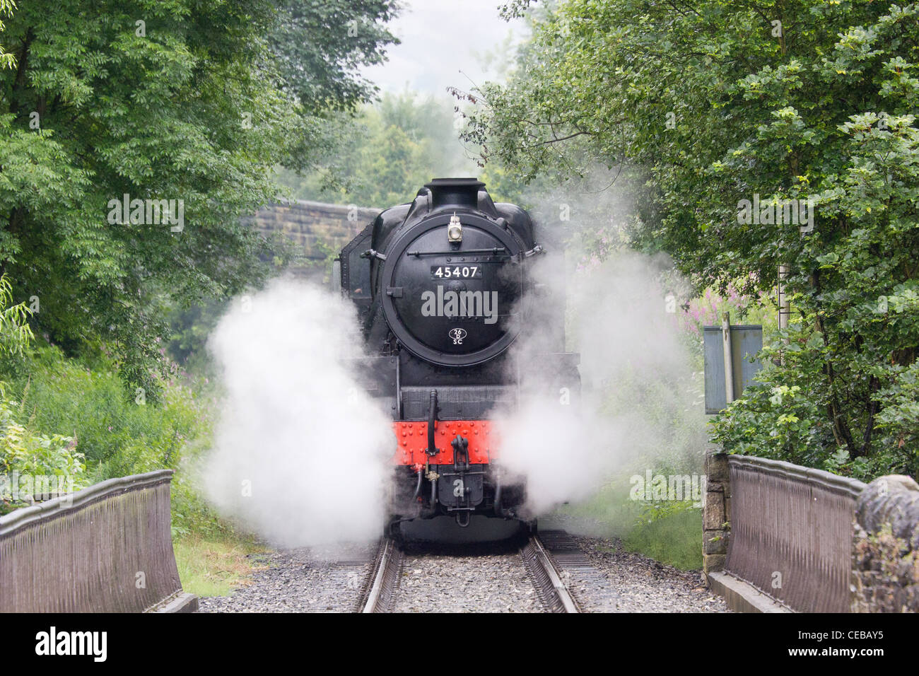 Steam locomotive on the East Lancashire Railway at Rawtenstall Stock Photo