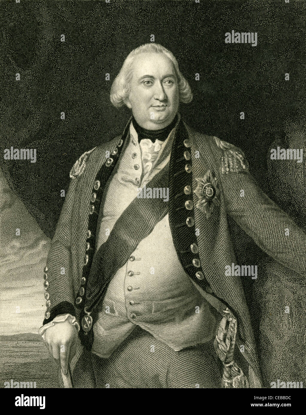 1830 engraving of Charles Cornwallis, 1st Marquess Cornwallis Stock