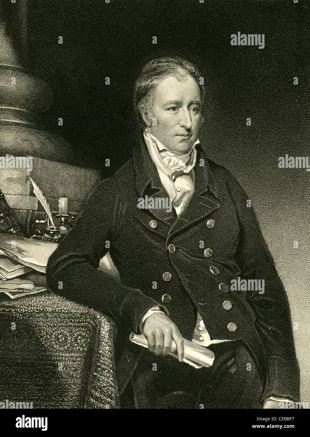 1830 engraving of Henry Lascelles, 2nd Earl of Harewood. Stock Photo