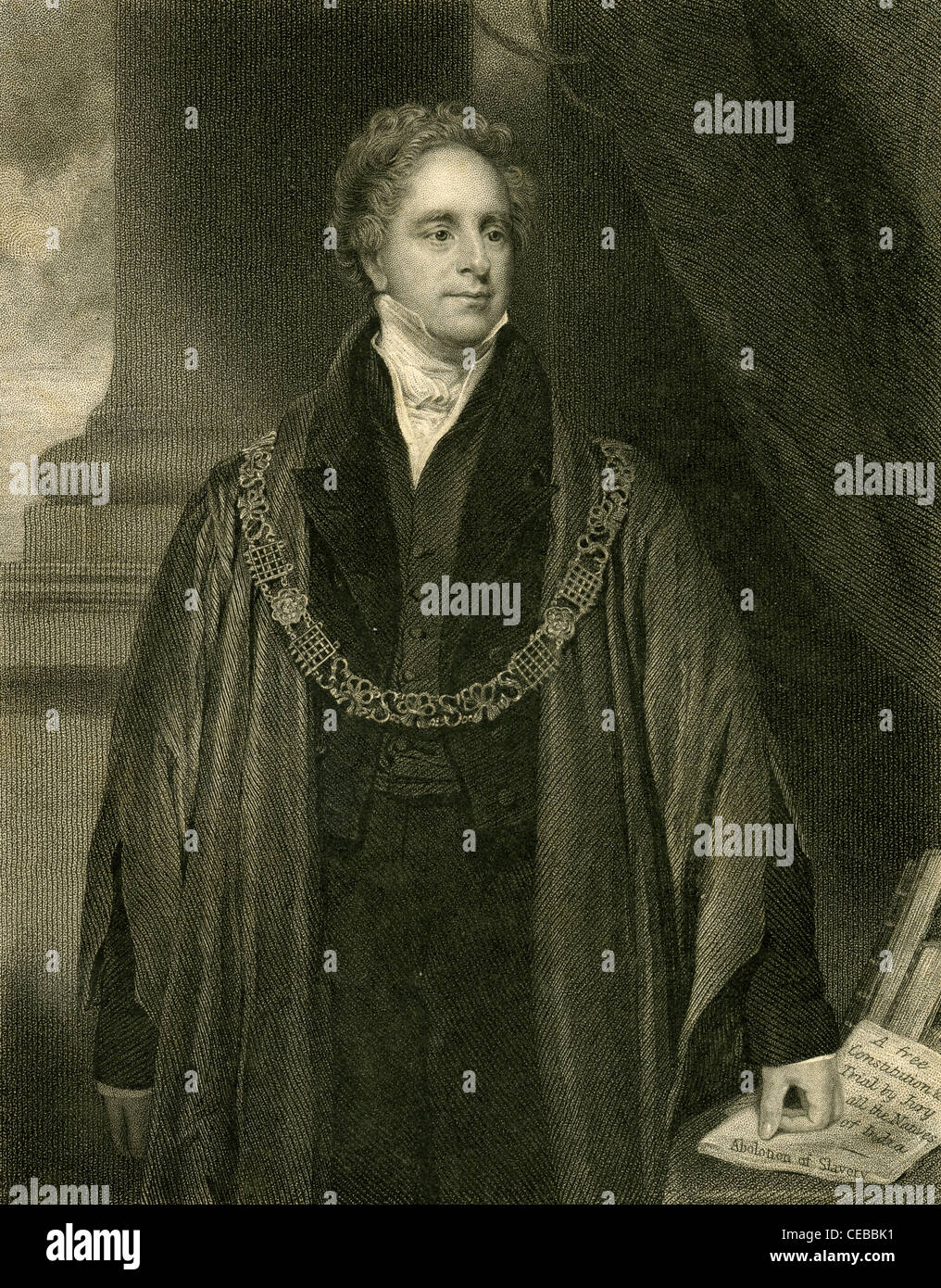 1830 engraving of Sir Alexander Johnston. Stock Photo