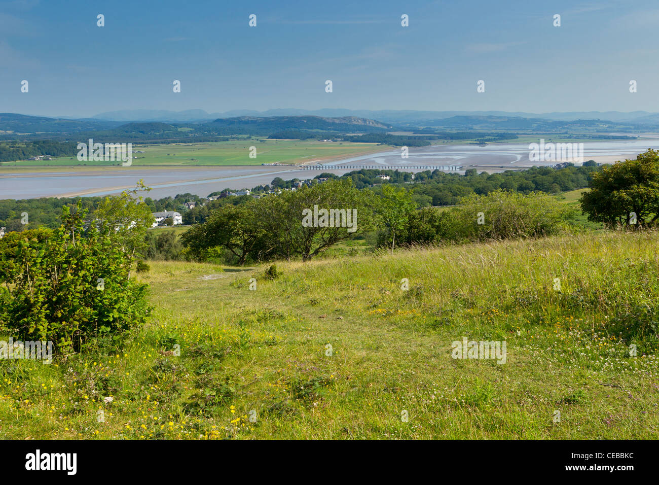 Landscape view of Morecambe Bay from Arnside Knott, Cumbria in July