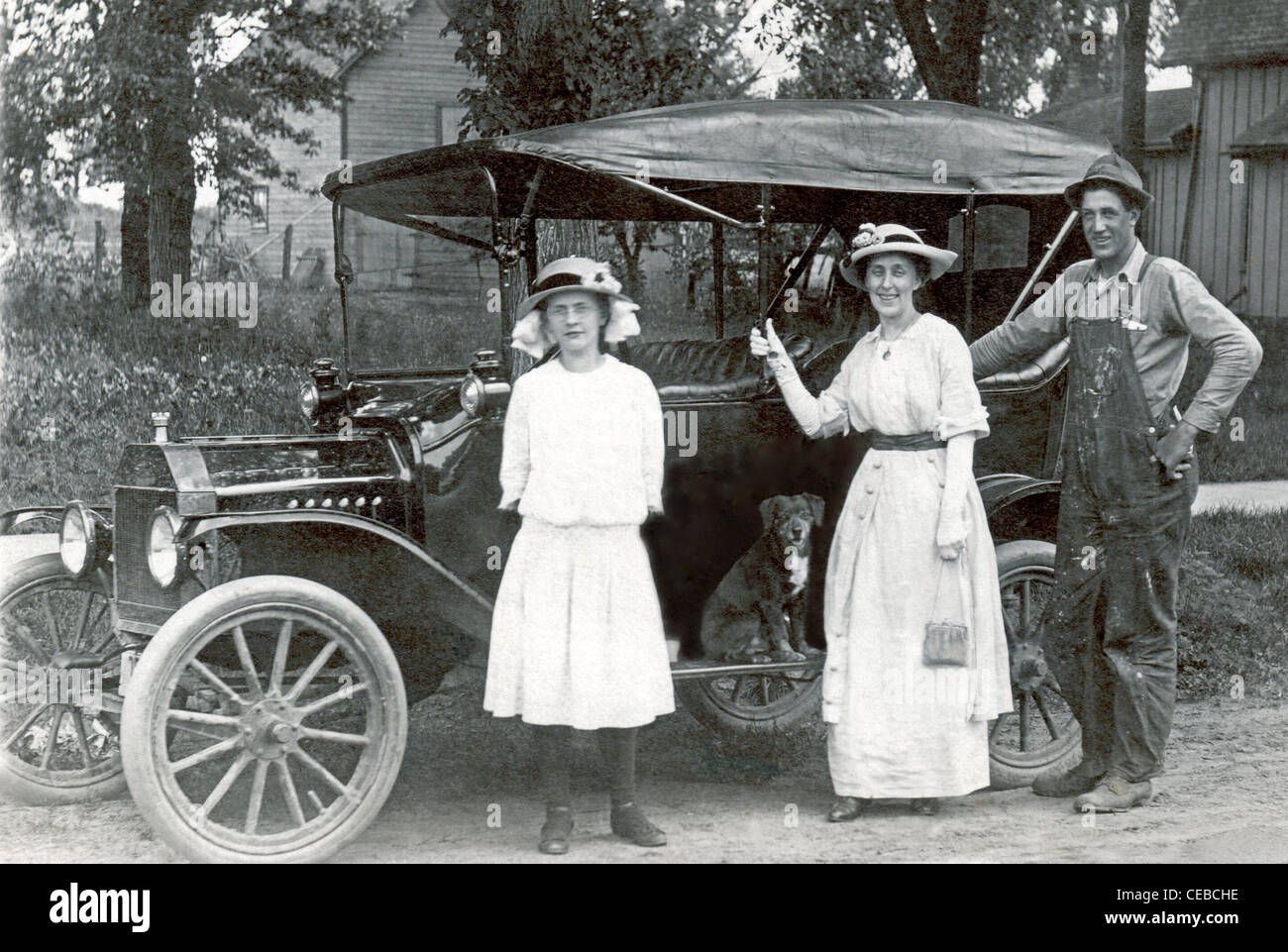Vintage photograph of an old Ford automobile early 1900s. Stock Photo