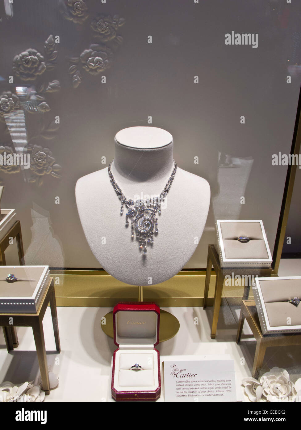 Cartier Jewelry Store Window, Midtown Manhattan, NYC Stock Photo