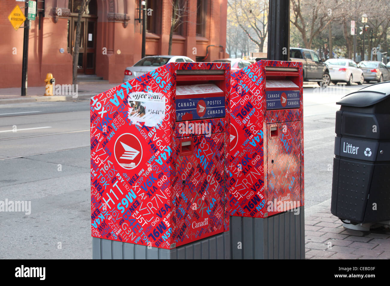 Mail box with Canadian postal codes on Toronto street Stock Photo Alamy