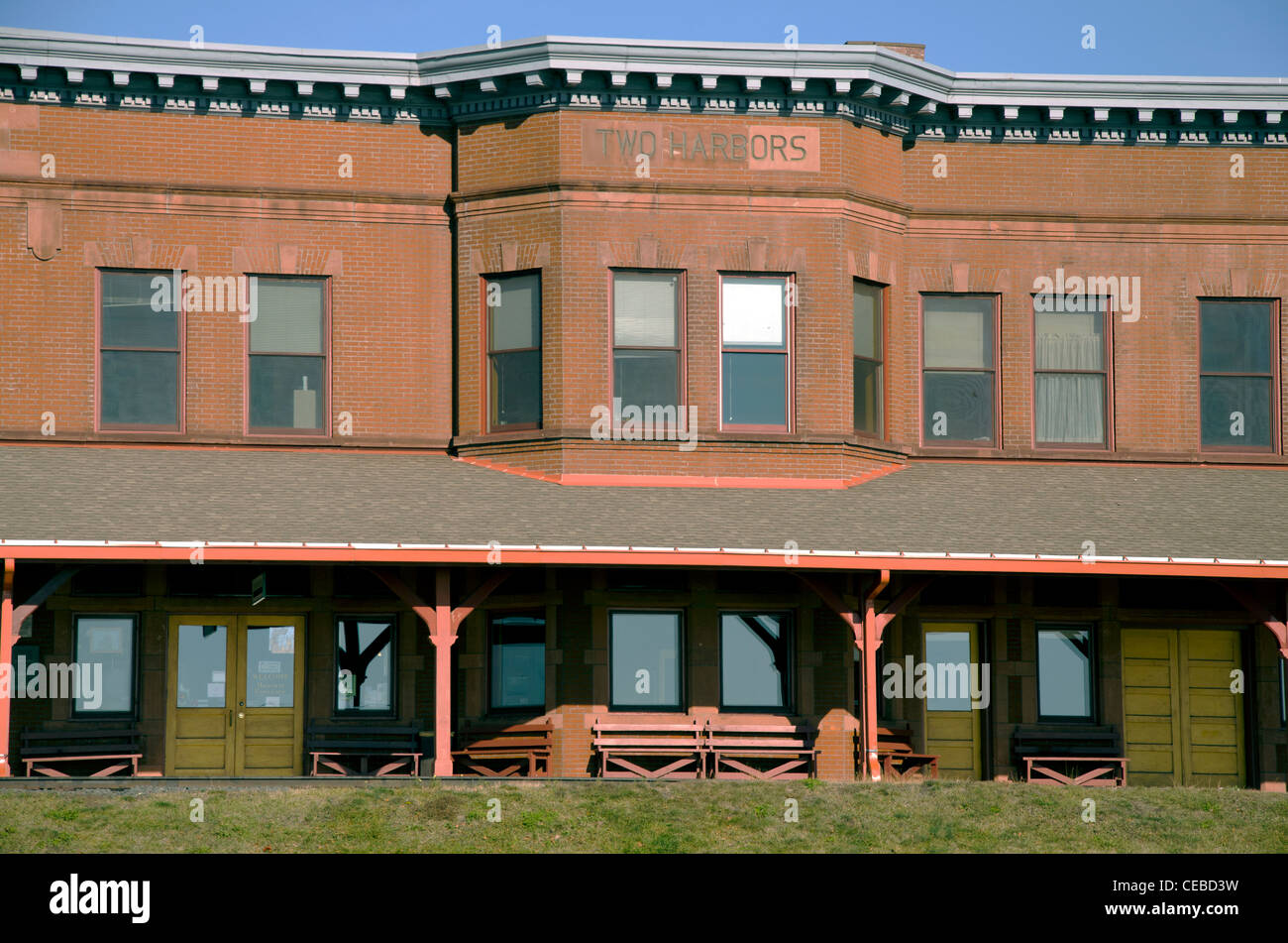 Depot Museum in the former Duluth and Iron Range Railroad Depot in Two Harbors, Minnesota in the North Shore area Stock Photo