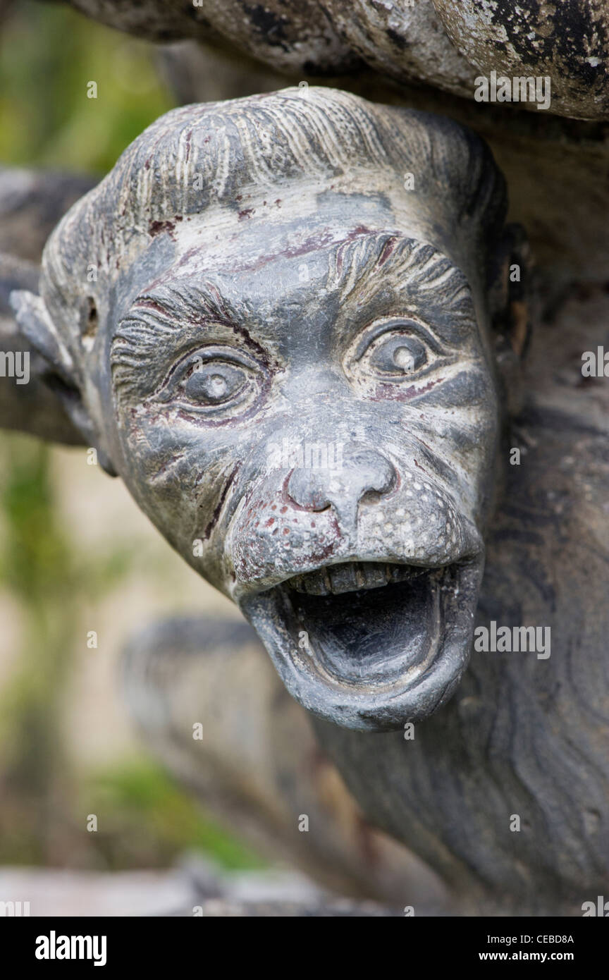 Head and shoulders shot of a statue monkey Stock Photo