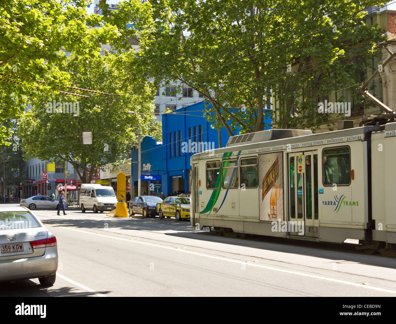 Tram on Elizabeth Street, Melbourne, Victoria, Australia Stock Photo