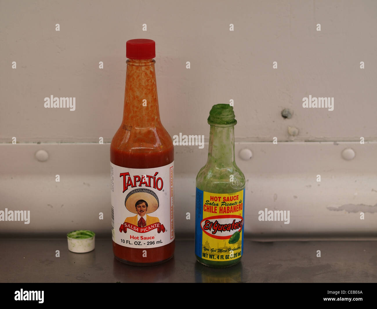 Mexican salsa jars, taco truck, Brooklyn, New York Stock Photo Alamy