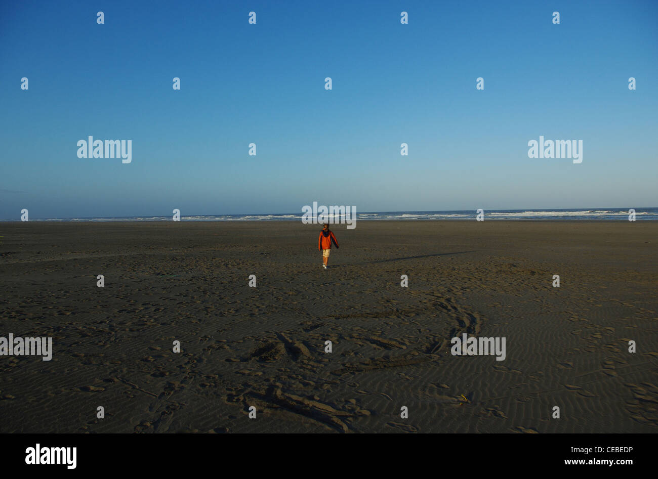 Alone on "longest beach in the world", Long Beach, Washington Stock