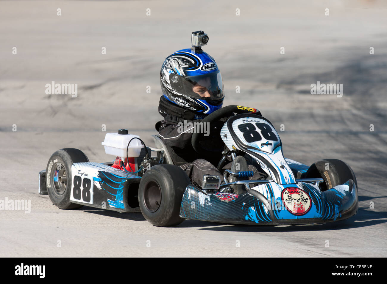 LAS VEGAS NEVADA - February 04:Junior Go Kart race at the Las Vegas Speedway on May 12, 2008 in Las Vegas Nevada. Stock Photo