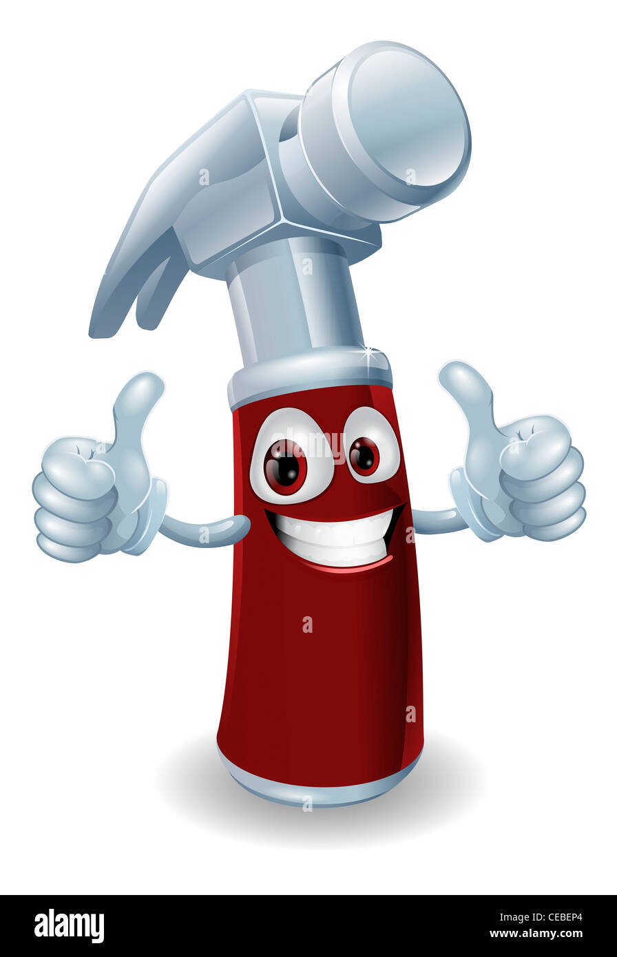 Hammer cartoon character mascot giving a double thumbs up Stock Photo