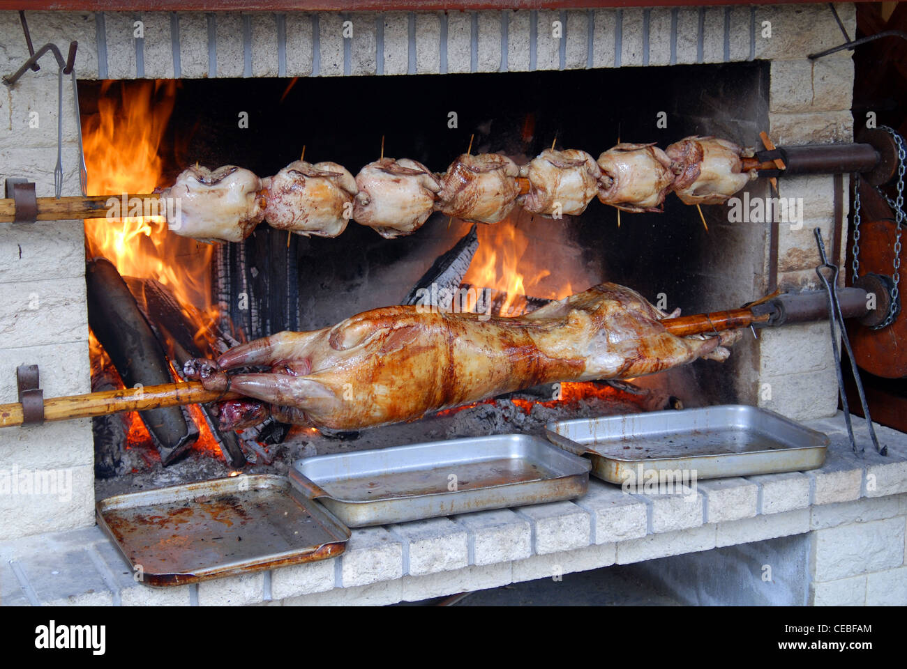 roasted lamb and chicken Stock Photo - Alamy