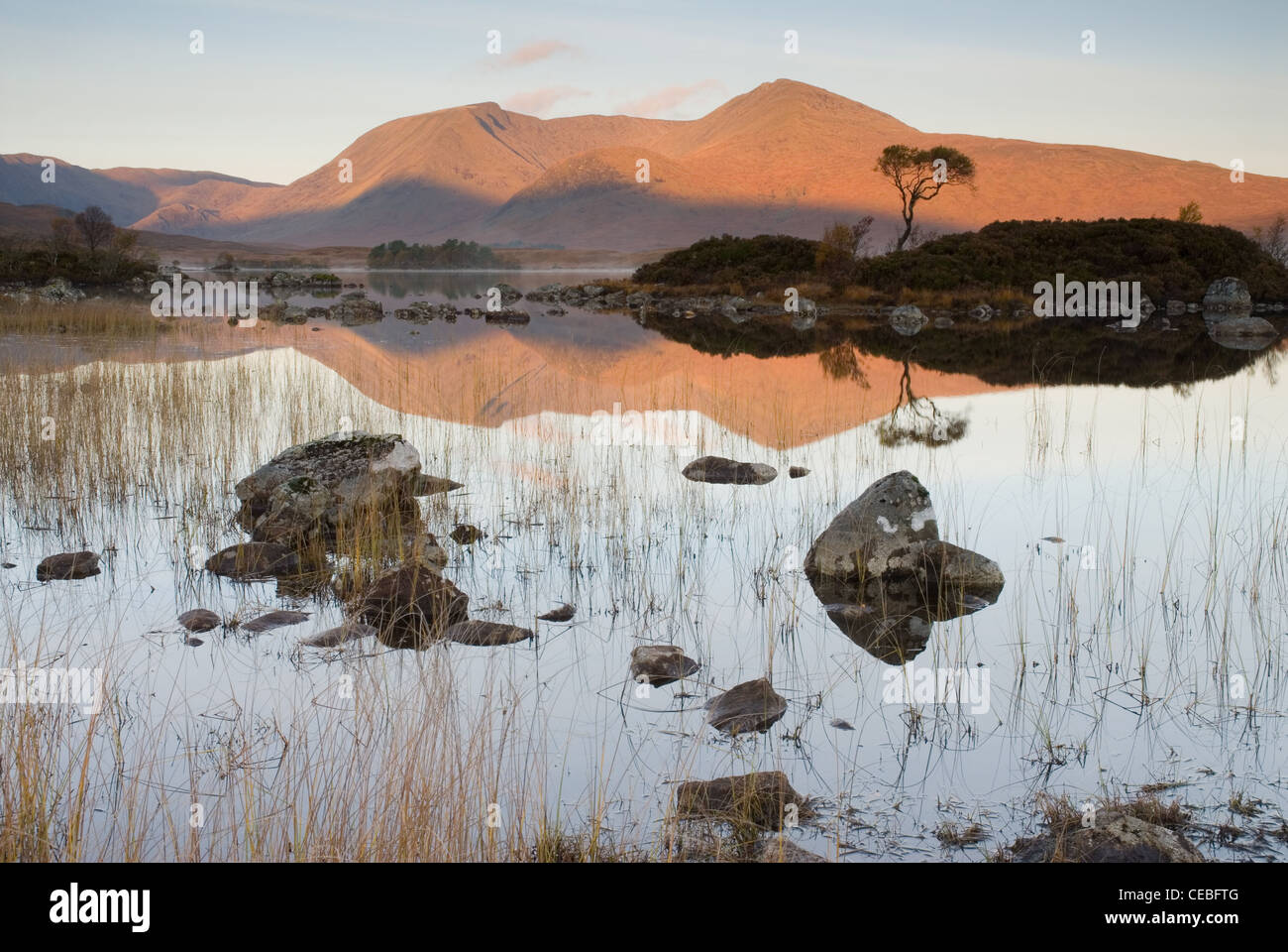 Lchan na h-achlaise and the Black Mount on Rannoch Moor - Scottish Highlands Stock Photo