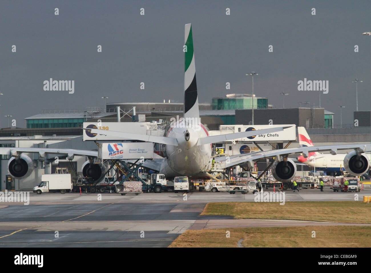 Emirates A6-EDH Airbus A-380 at manchester airport Stock Photo