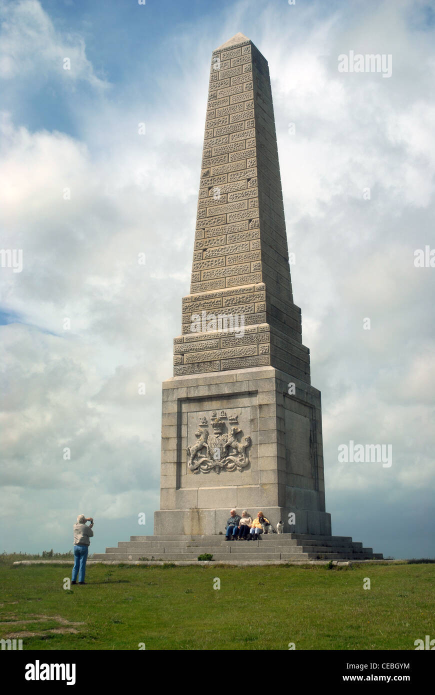 Yarborough Monument Culver Down Whitecliff Bay Isle of Wight, Hampshire, England, Stock Photo