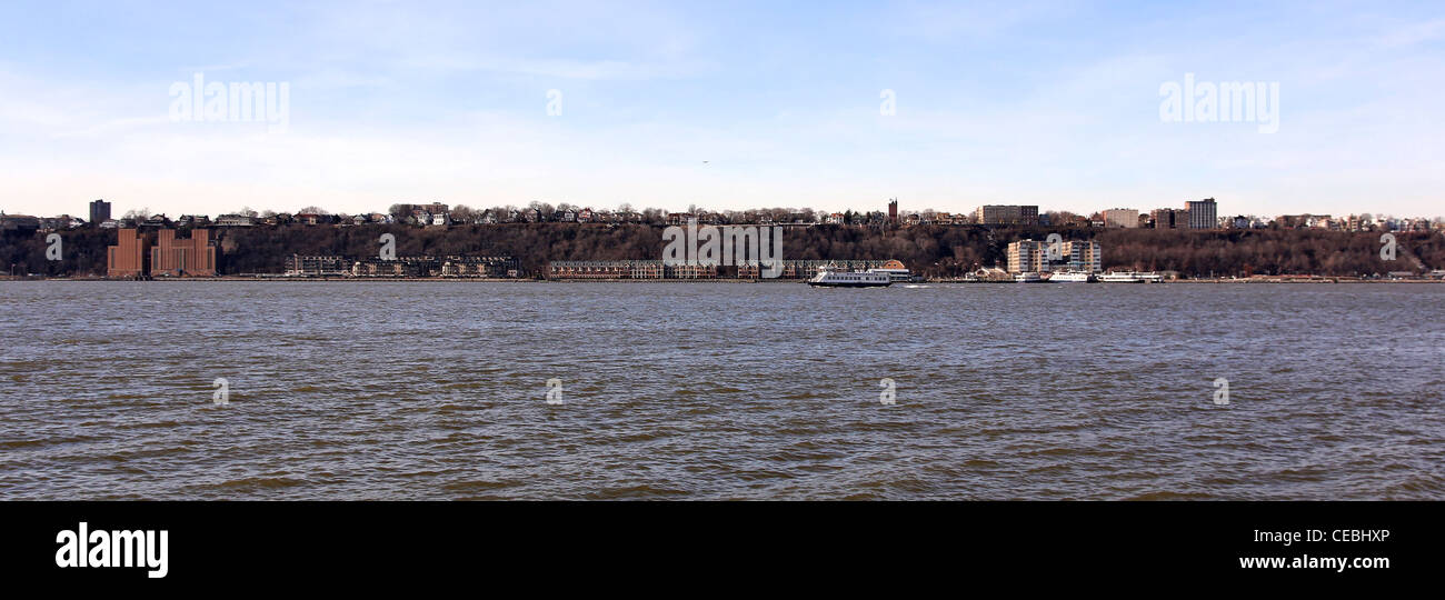 A panoramic view of the New Jersey shoreline, shot from the Intrepid Sea, Air & Space museum in Manhattan, New York City, NY. Stock Photo