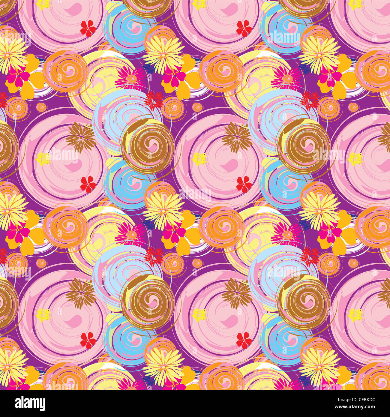 Seamless background with flowers and other elements, vector ...