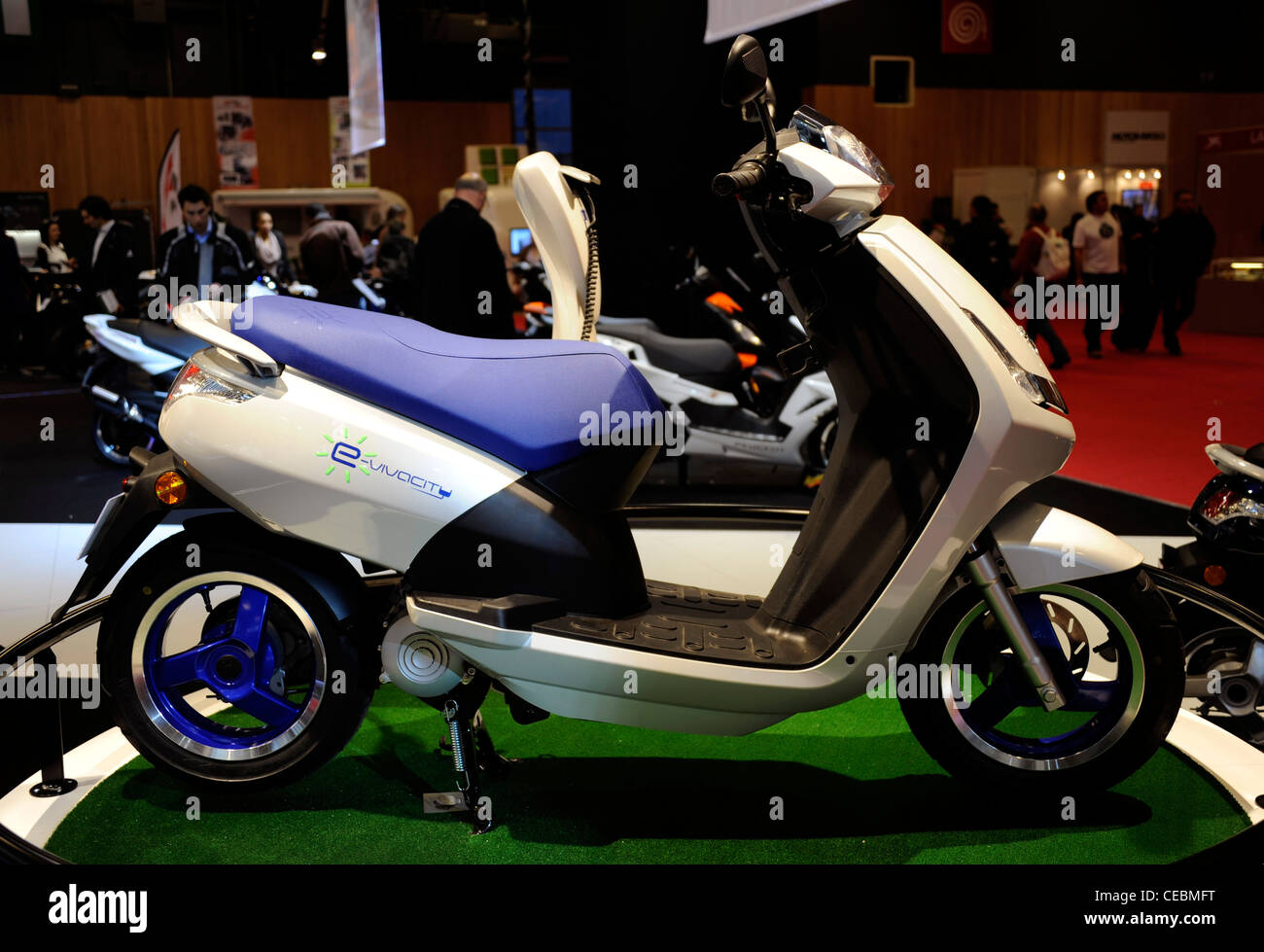 Scooter Peugeot,E-vivacity,France,Electric bike, emission,Paris Motorcycle Show, France Stock Photo - Alamy