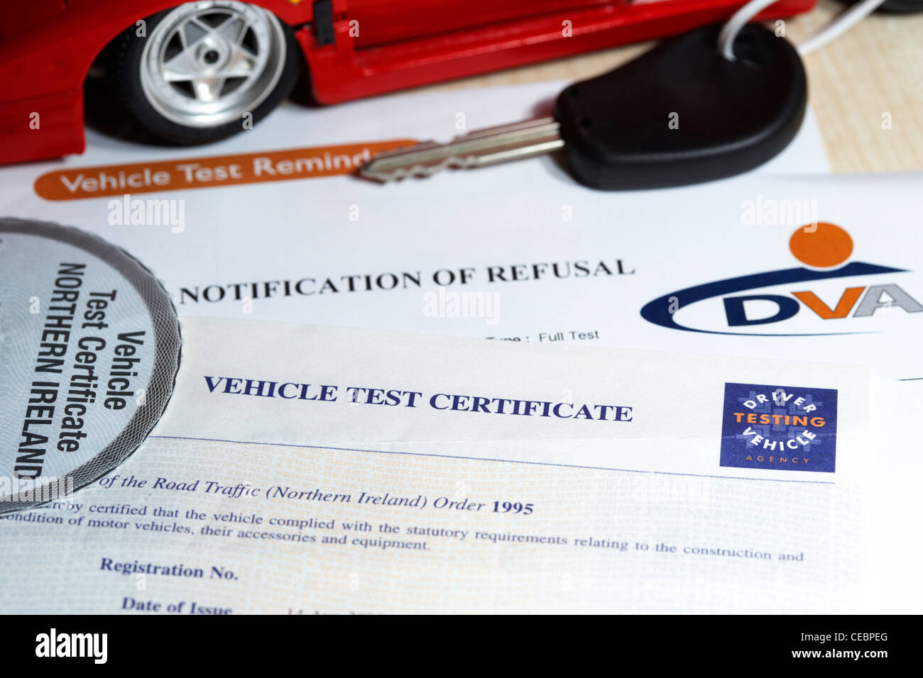 northern ireland official mot vehicle test certificate The mot system in northern ireland is run by the government Stock Photo