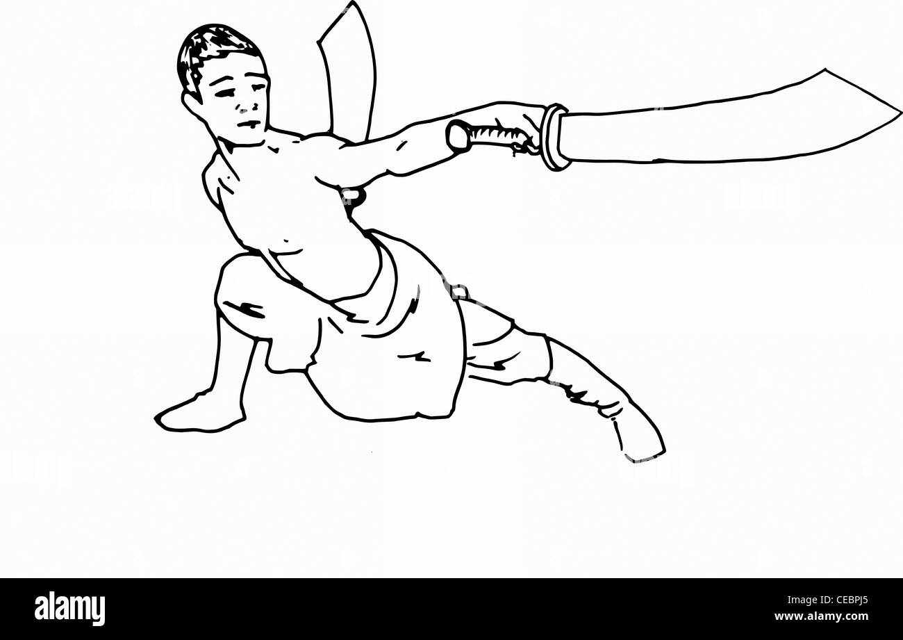 Shaolin Kung Fu sword fight Stock Photo Alamy