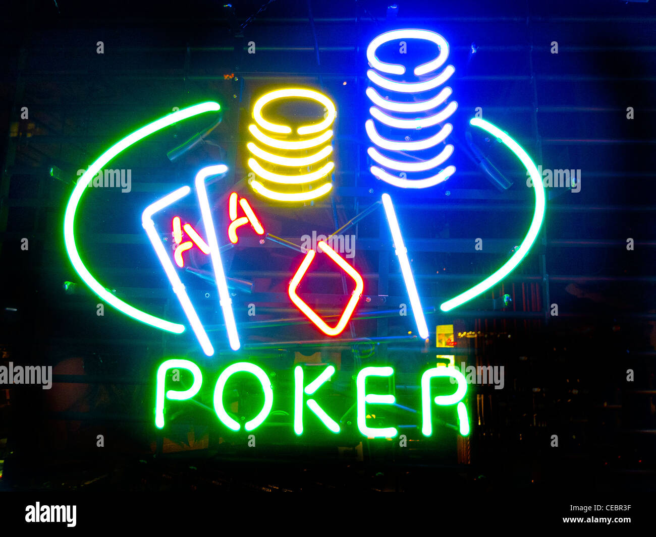 neon poker sign Stock Photo - Alamy